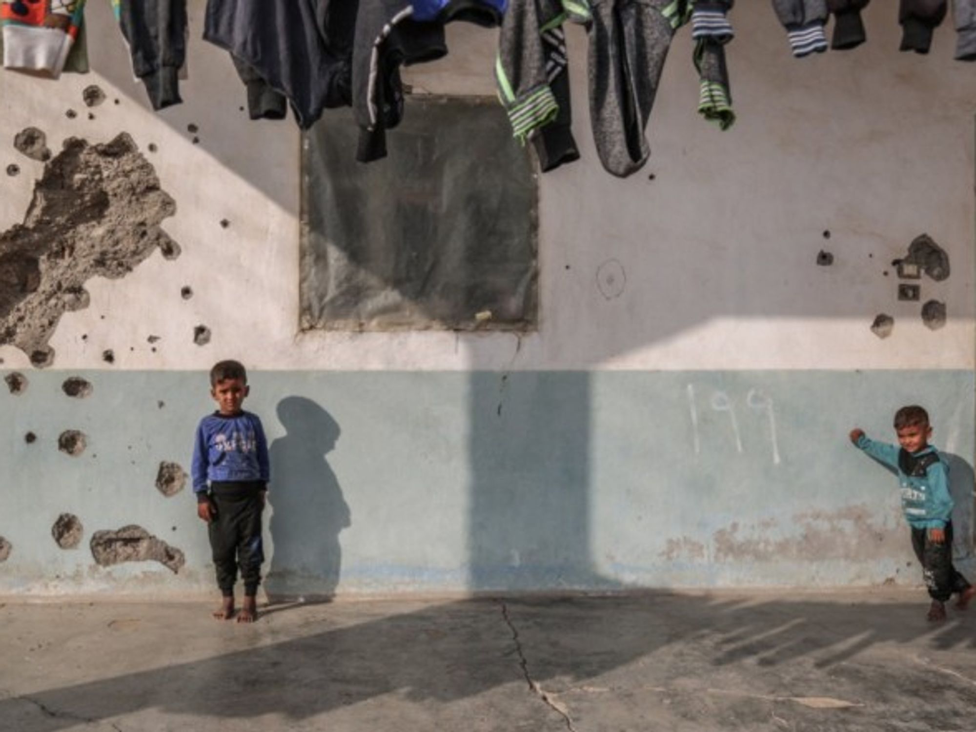 Syrian children in Tell Abyad after a Turkish and Syrian-led offensive