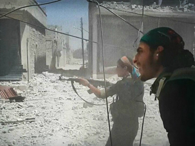 Syrian Democratic Forces fighters at the Battle of Manbij on July 29