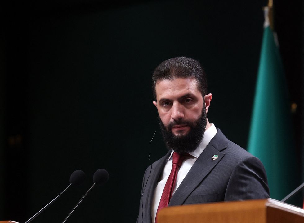 Syrian leader Ahmed al-Sharaa speaking in Ankara, Turkey, on February 4.
