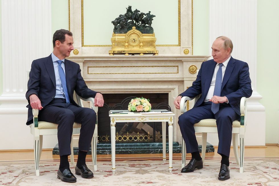 Syrian President Bashar al-Assad and Russia's President Vladimir Putin during a meeting in Moscow, Russia, in July 2024.