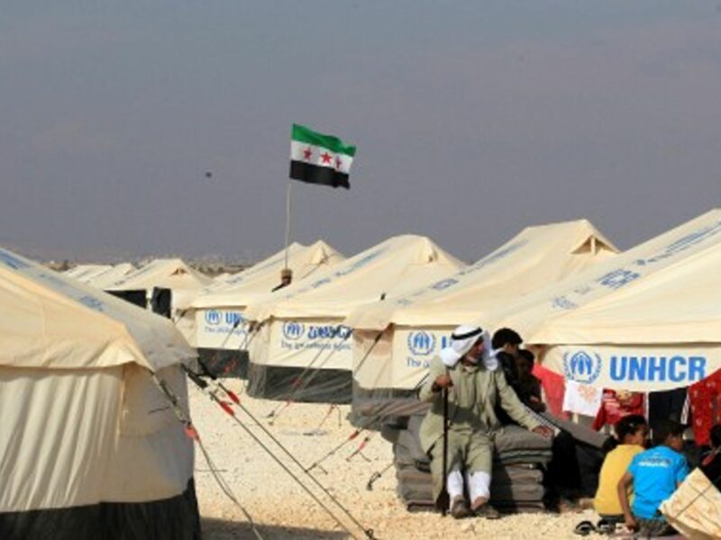 Syrian refugees at Zaatari camp in the Jordanian city of Mafraq
