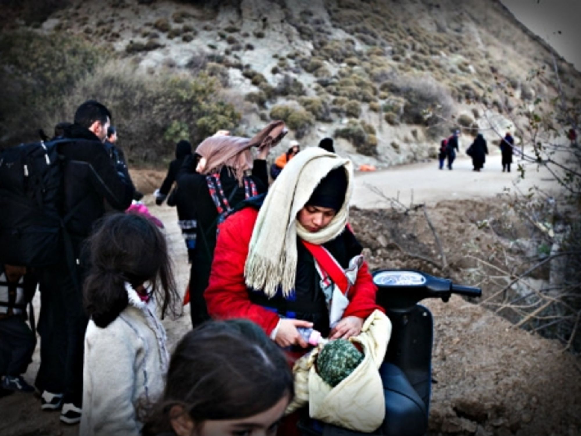 Syrian refugees in Greece last month, before new restrictions in Turkey
