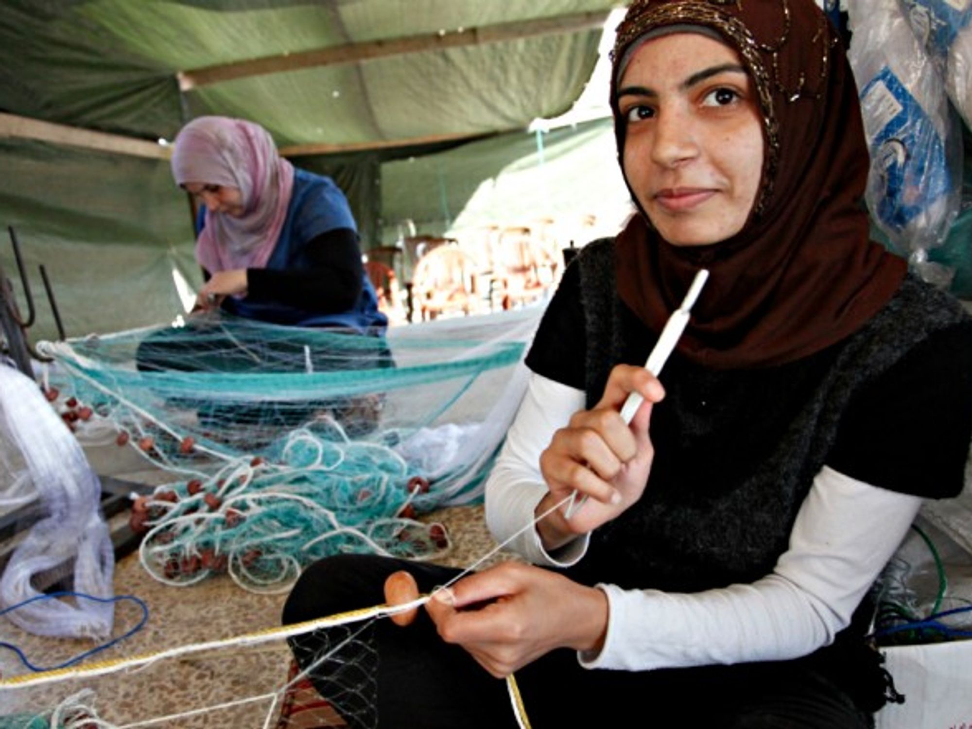 Syrian refugees weaving baskets in Lebanon