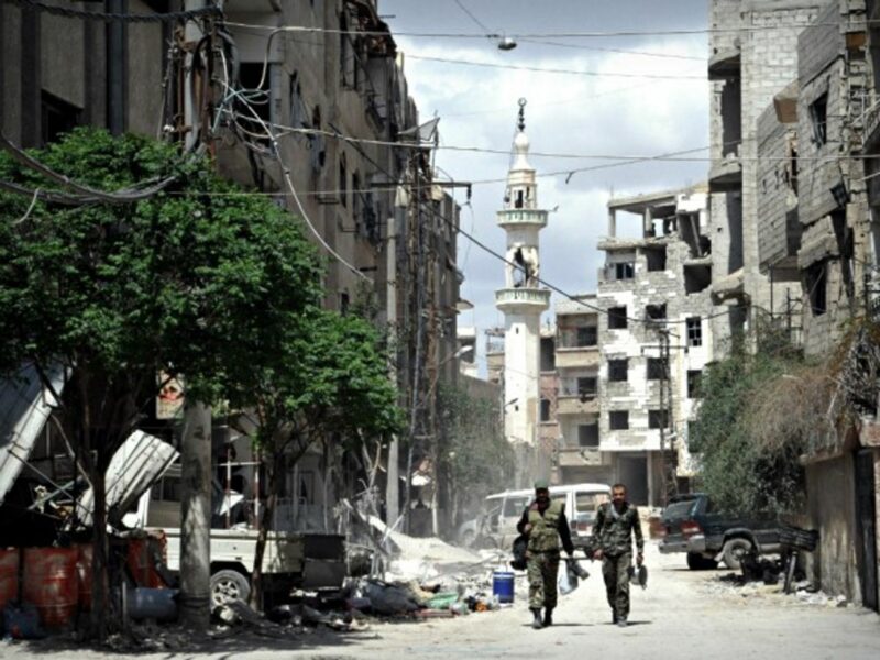 Syrian soldiers in Eastern Ghouta on April 11