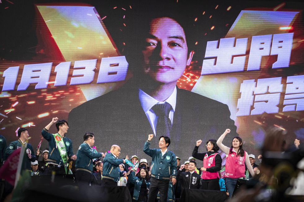 Taiwan Presidential candidate, Lai Ching-te speaks during the Democratic Progressive Party (DPP) rally.