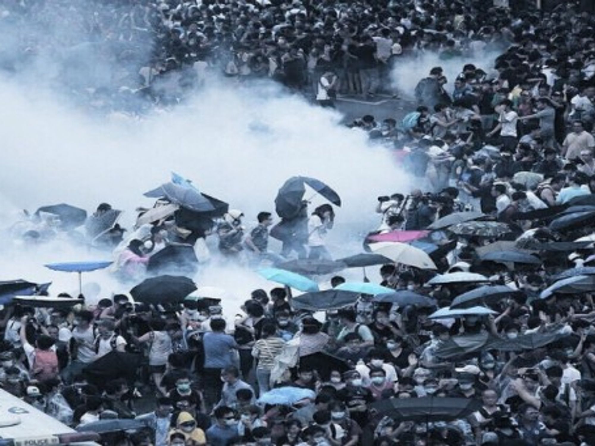 Tear gas and pepper spray fired at demonstrators during a pro-democracy protest in Hong Kong