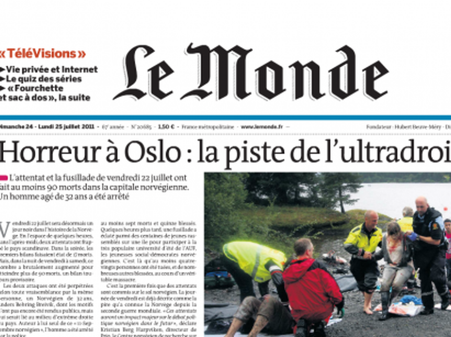 Terror In Norway: Page One - World Newspapers