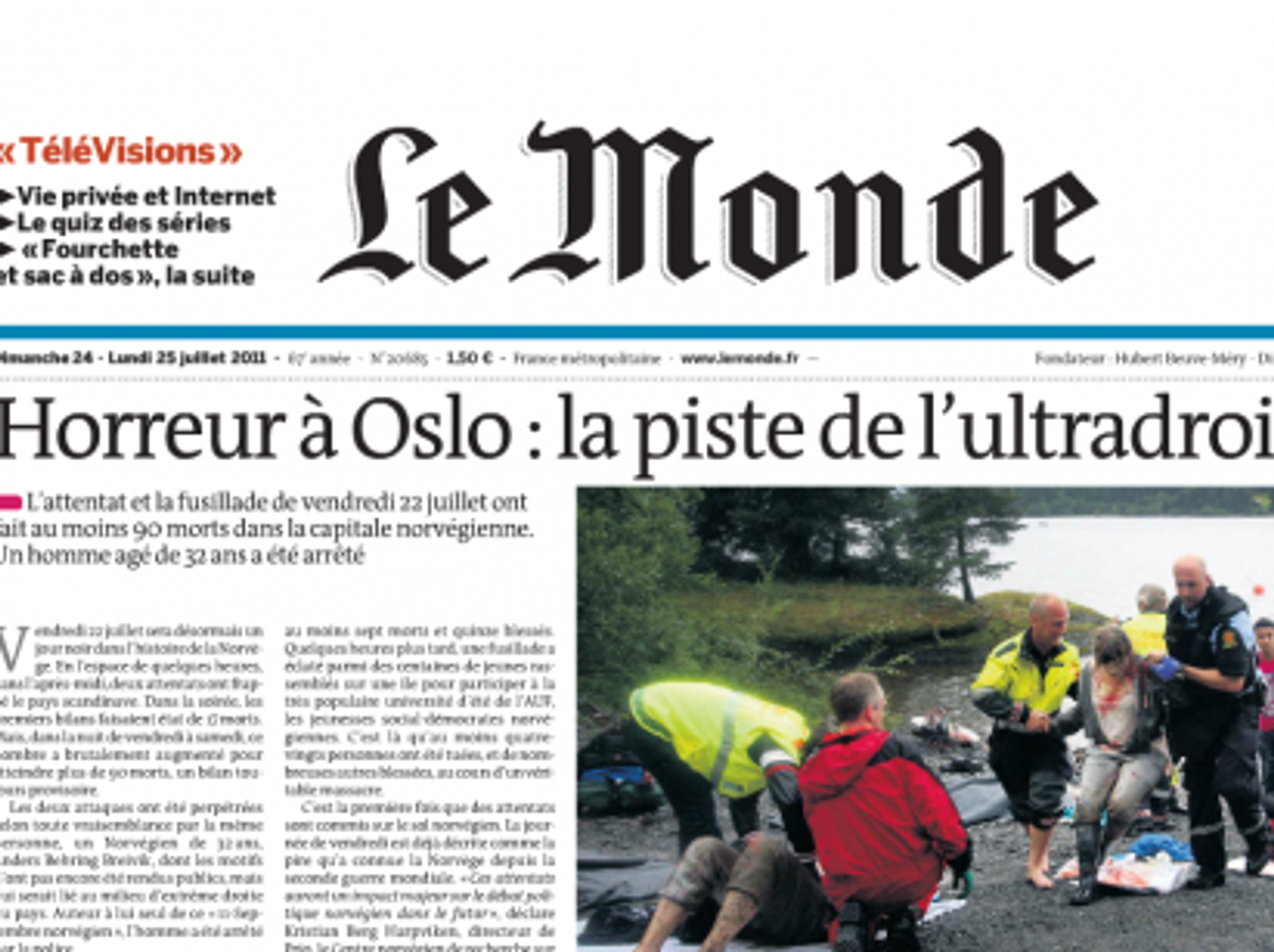 Terror In Norway: Page One - World Newspapers