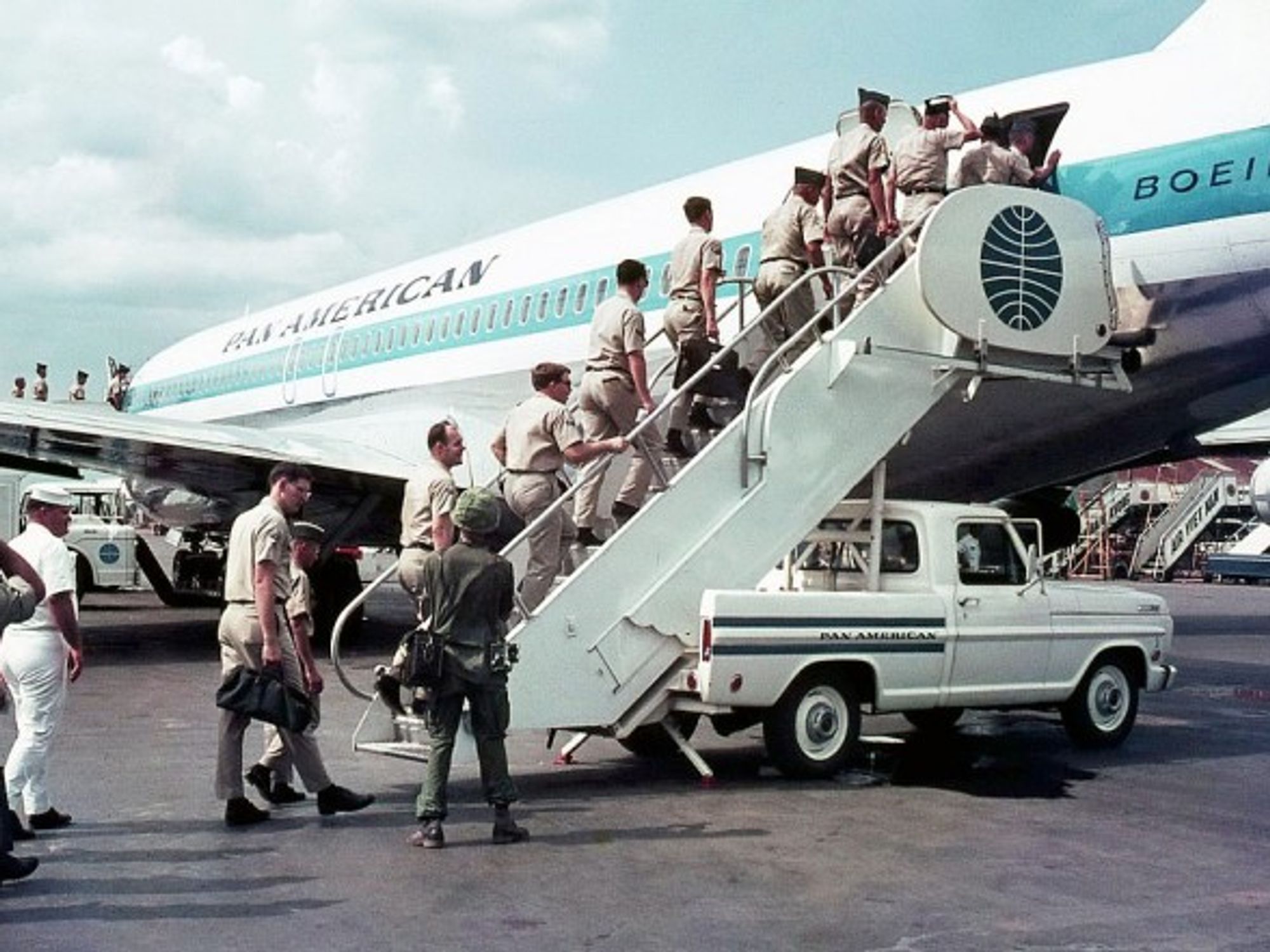 The 1968 flu spread by air travel. Here U.S. servicemen in Saigon