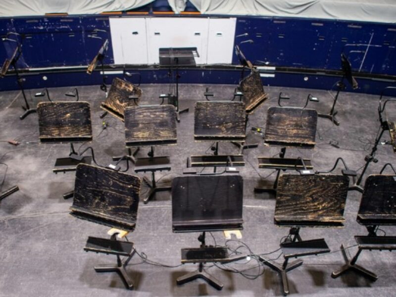 The abandoned orchestra pit in the opera house of the Theater Magdeburg.