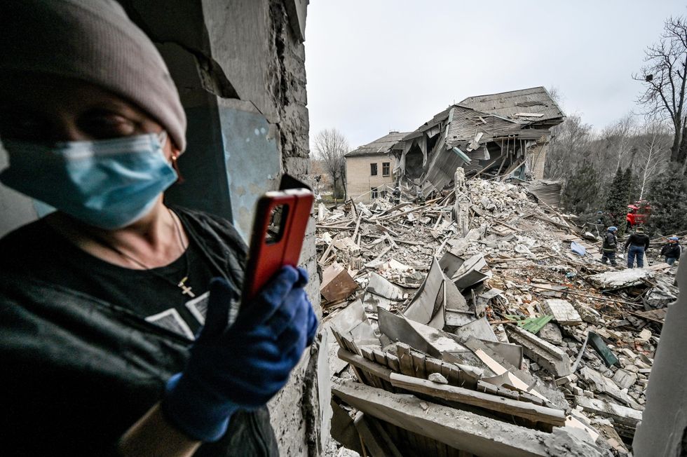 The aftermath of a bombing over a maternity ward in Vilniansk