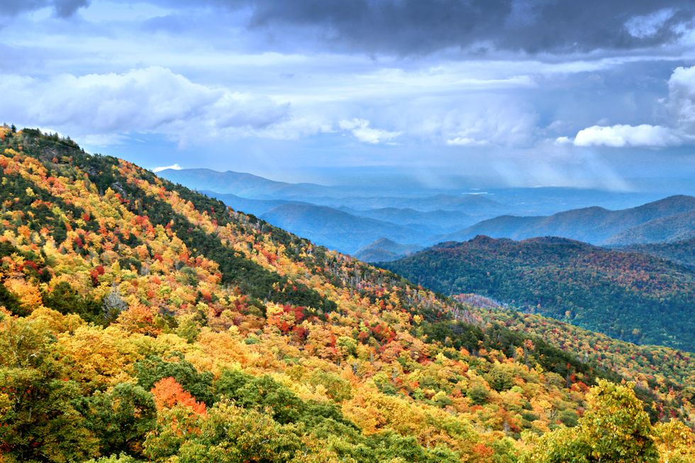 The Blue Ridge Mountains, North Carolina at peak colors