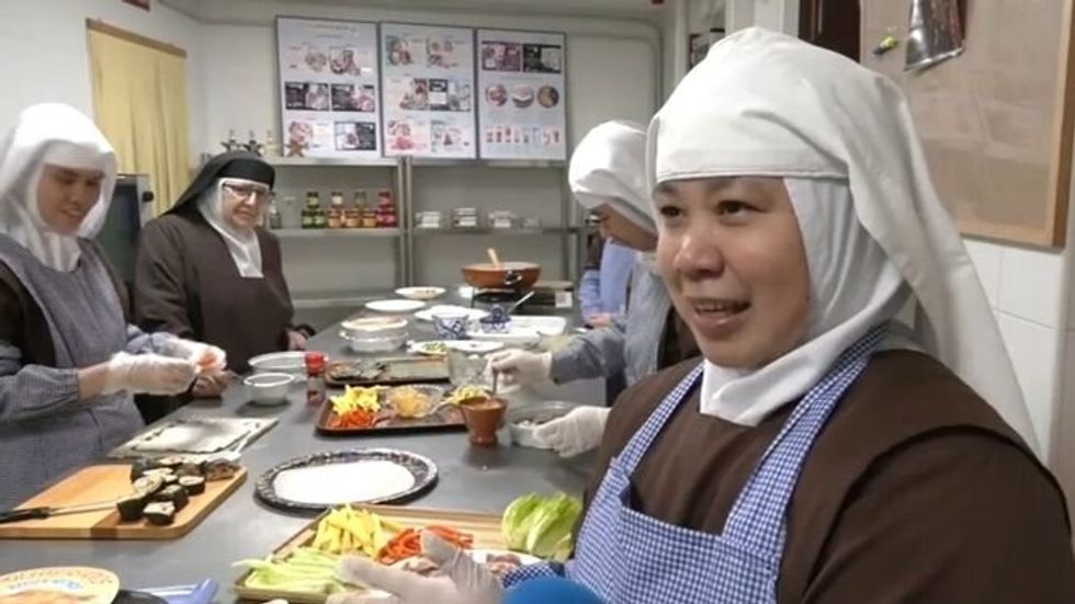 The Carmelites of Granada offer a menu that includes chicken, noodles and sushi.