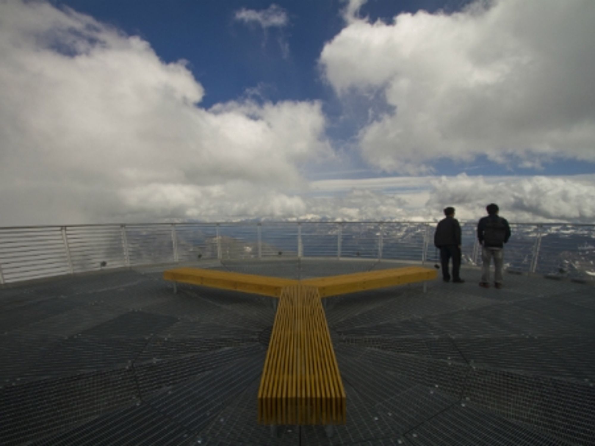 The cross-border panoramic terrace at Pointe Helbronner