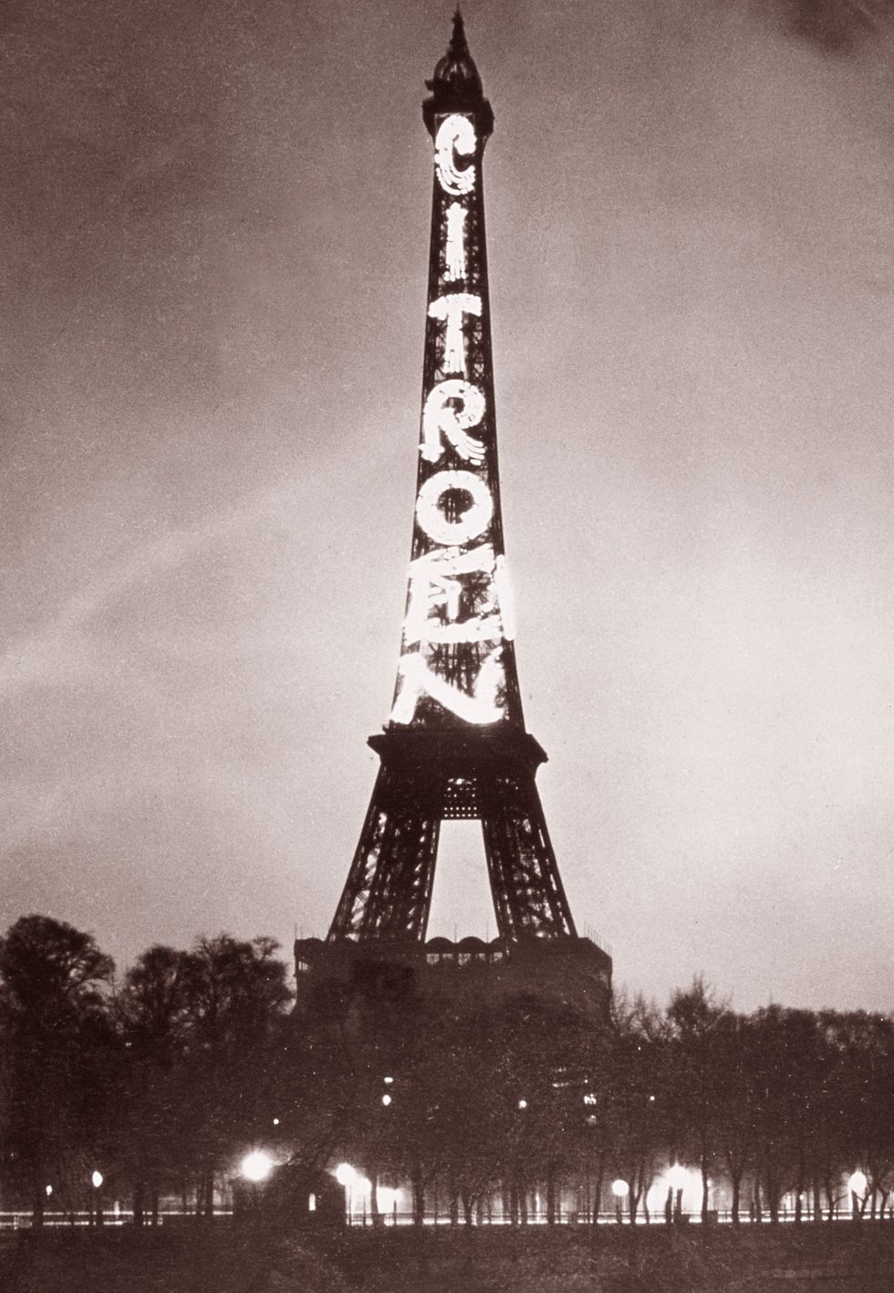 The Eiffel Tower is pictured with the Citroën billboard