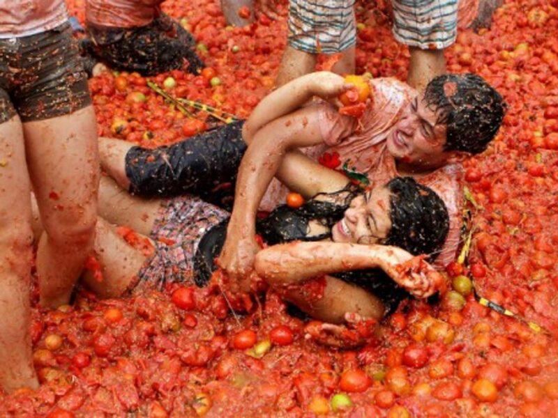 The eighth annual Tomatina in Sutamarchan, Colombia