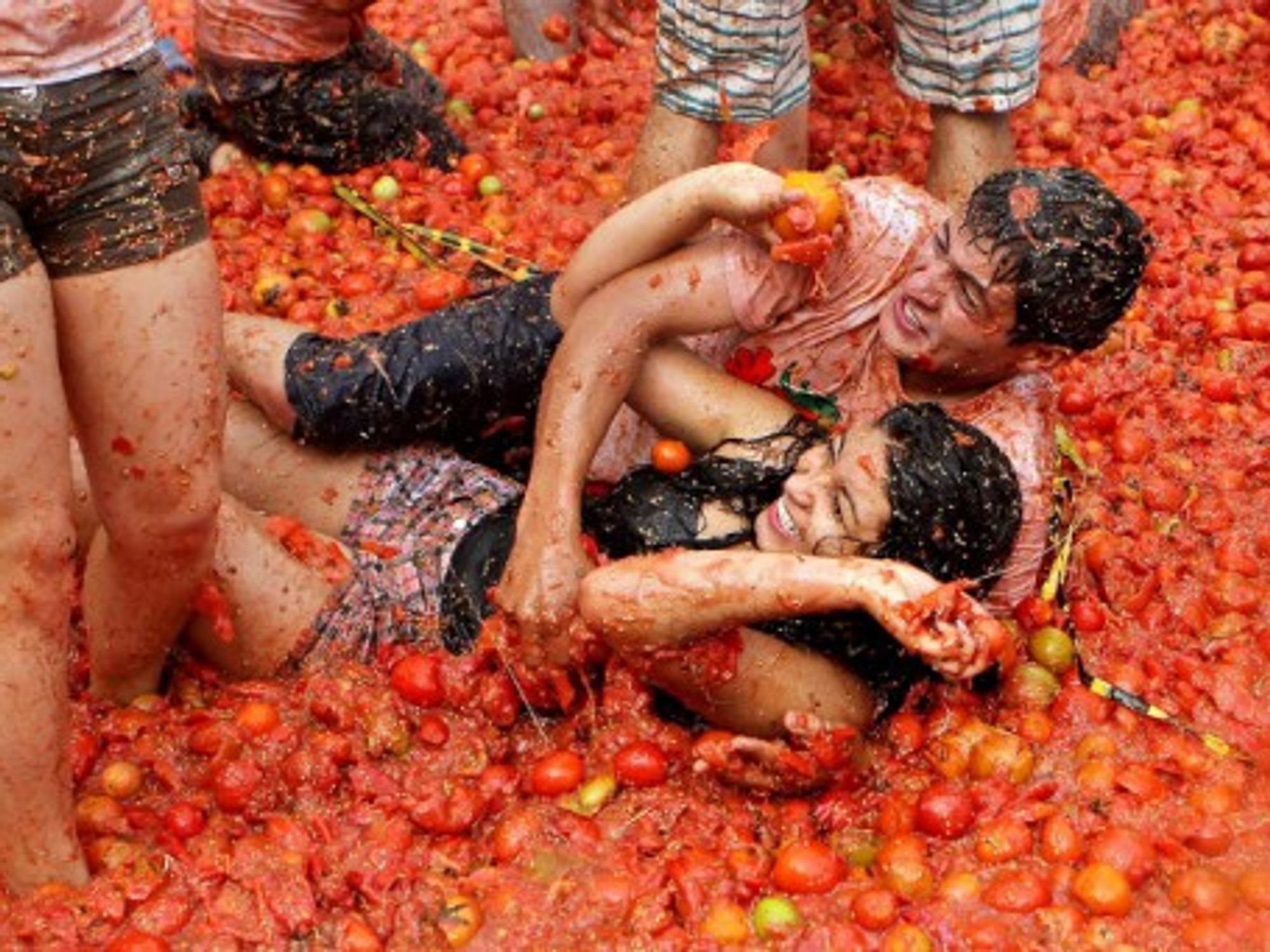 The eighth annual Tomatina in Sutamarchan, Colombia