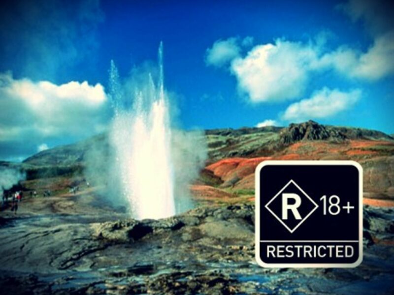 The erupting "Great Geysir" in Haukadalur, Iceland