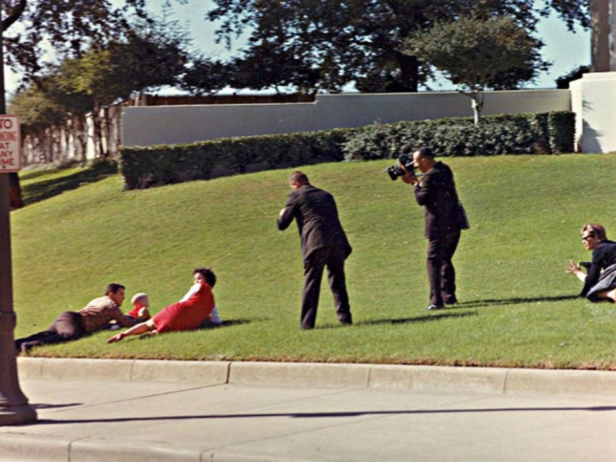 The infamous 'grassy knoll' site of would-be second gunman just after JFK was shot