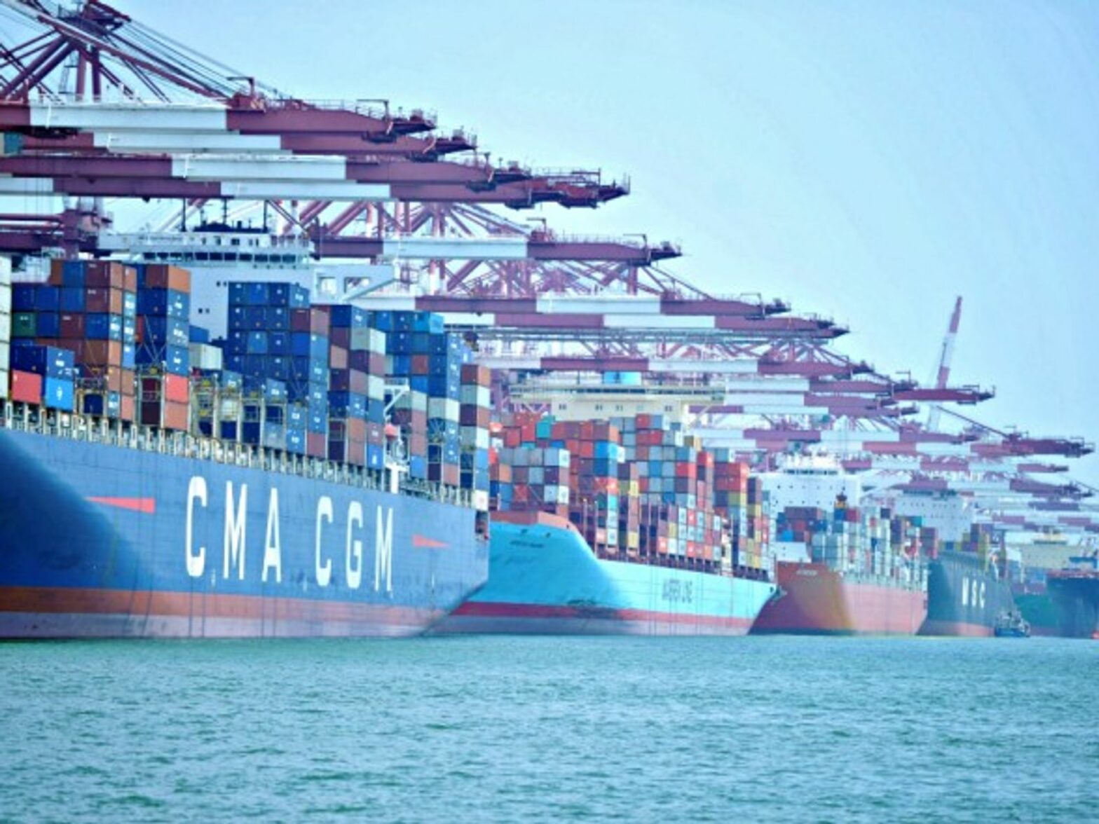 The maritime container port of Qingdao, eastern China