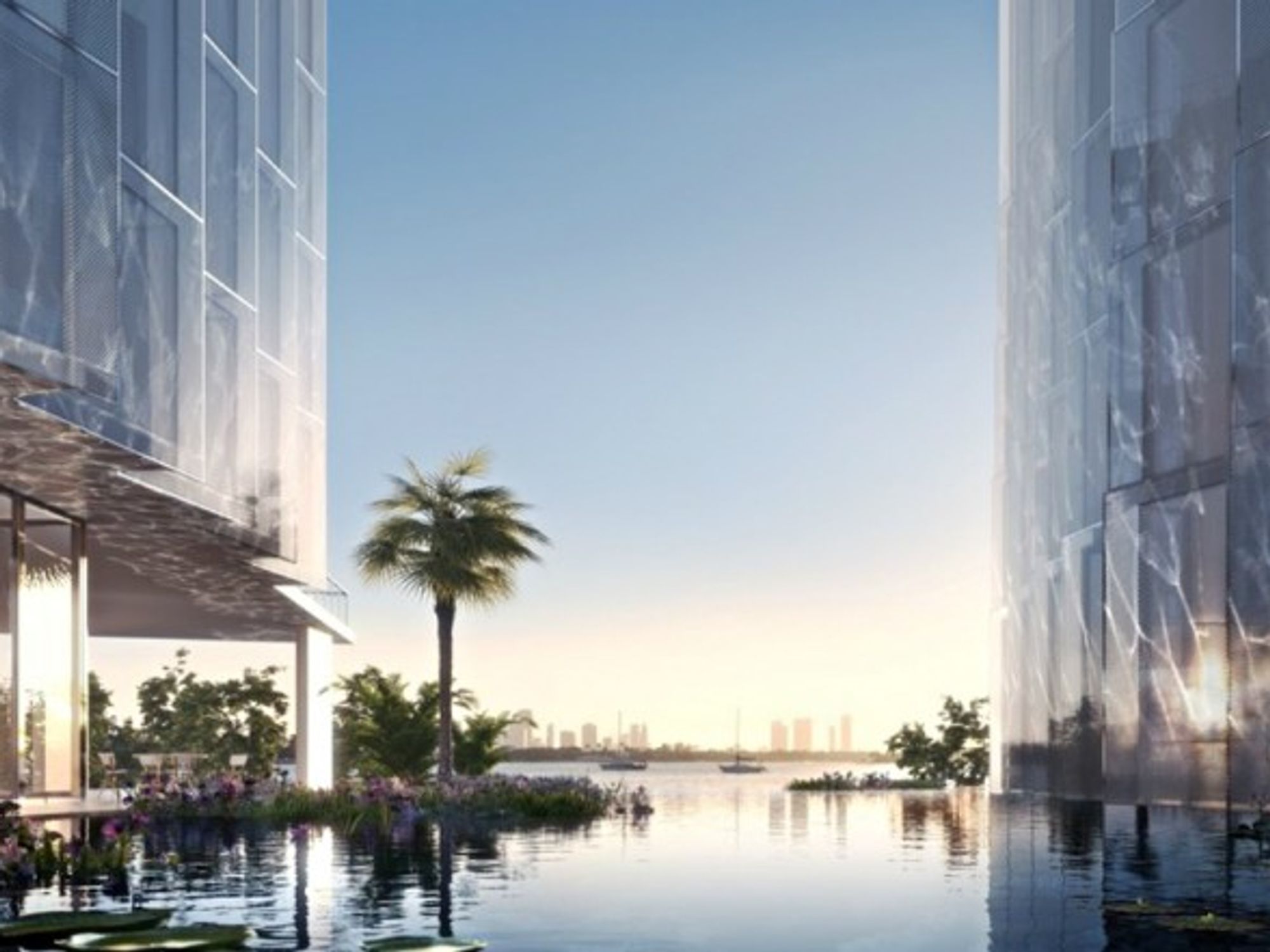 The Monad Terrace Lagoon building in Miami designed by the French architect Jean Nouvel