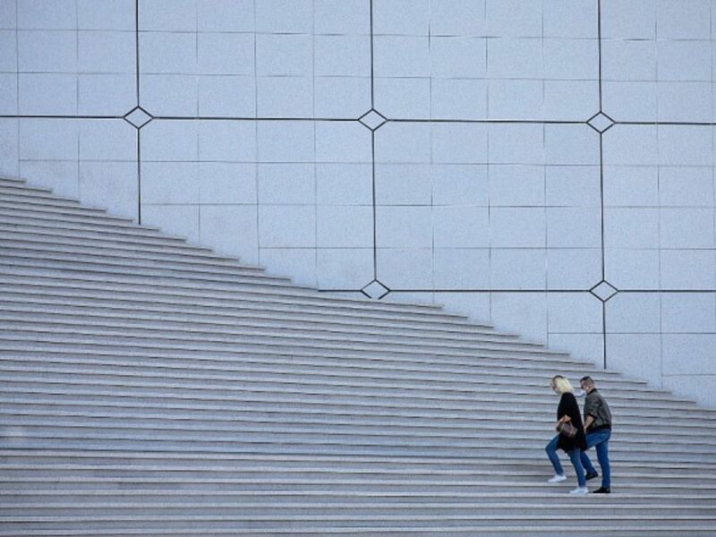 The mostly abandoned La Defense business district near Paris