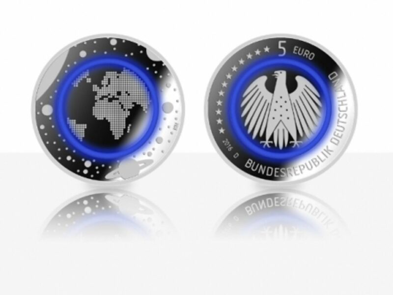 The new blue five-euro coin