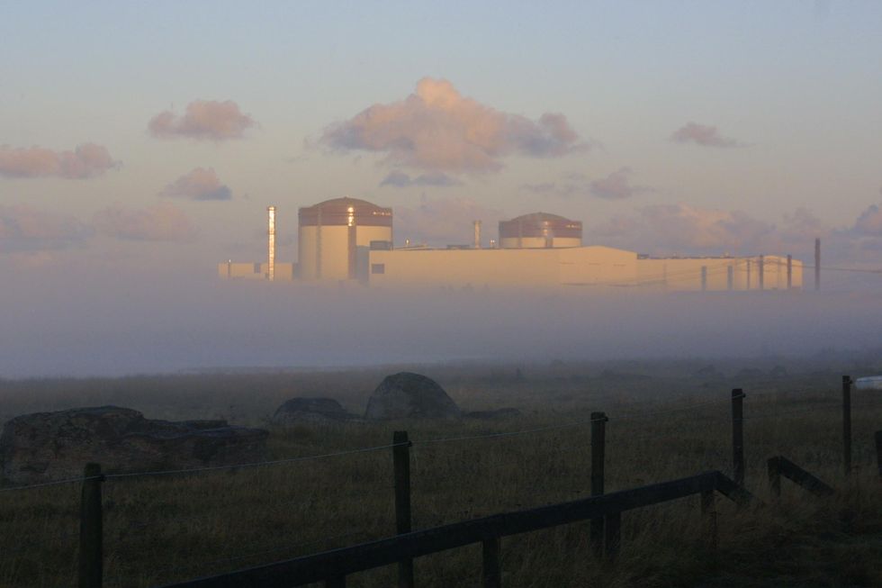 The nuclear power plant of Ringhals on a foggy day