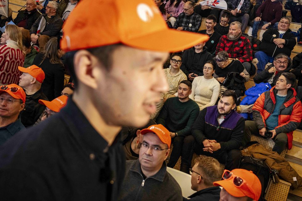The parties hold a debate at GUX in Nuuk, Greenland, on Saturday, March 8, 2025.