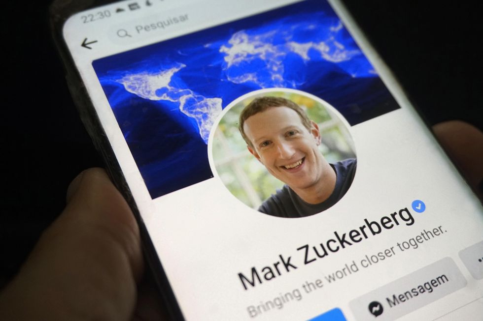 The profile of Facebook founder Mark Zuckerberg displayed on a smartphone