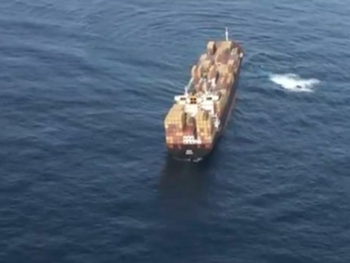 The Rena aground on a reef off the coast of New Zealand.