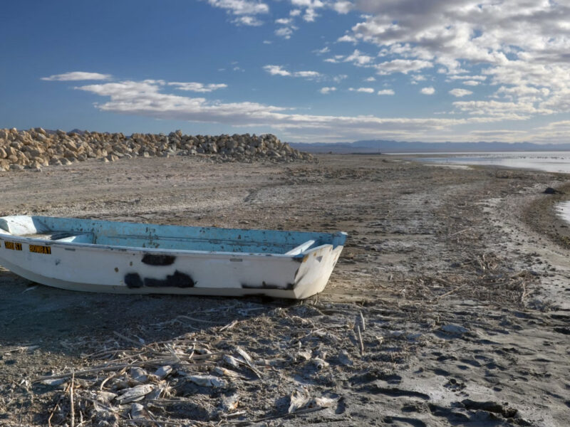 The Salton Sea is a 316-square mile, shallow glaze of water in Southern California that has been receding in recent years.
