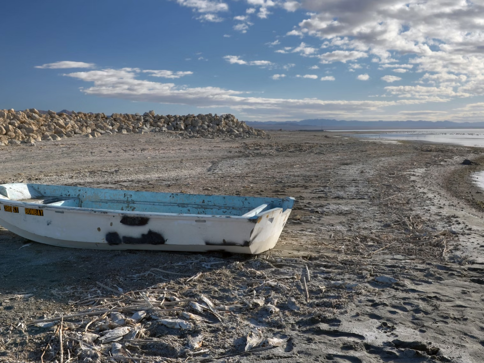 The Salton Sea is a 316-square mile, shallow glaze of water in Southern California that has been receding in recent years.