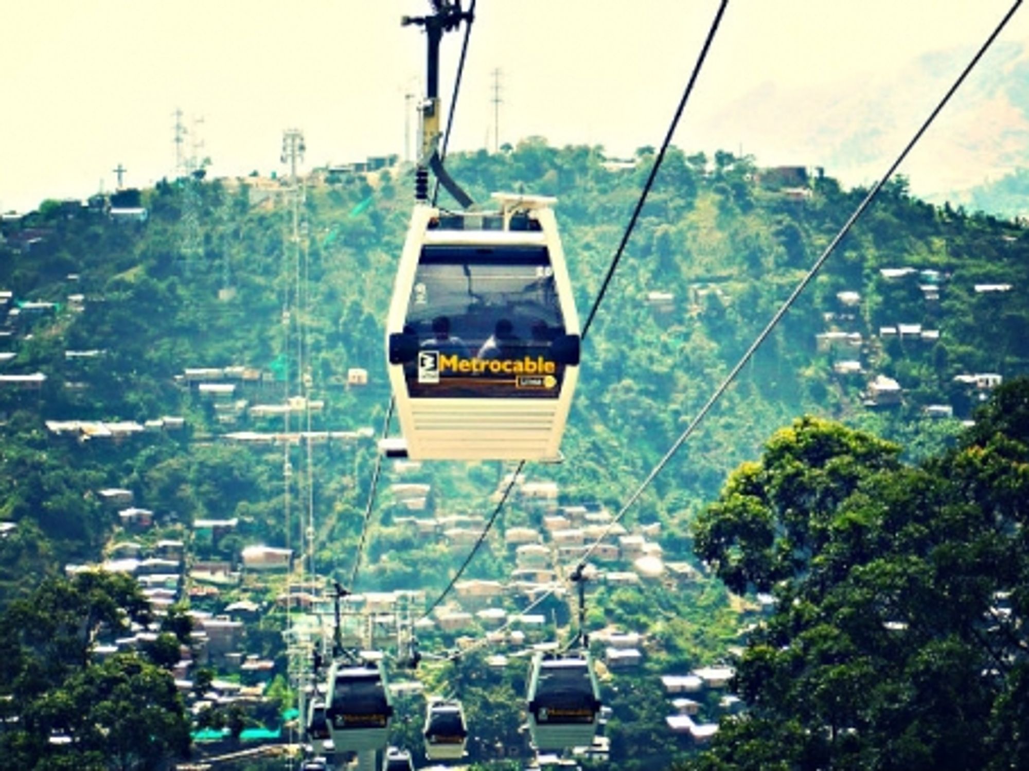 The shiny Medellin metrocable soon after opening.