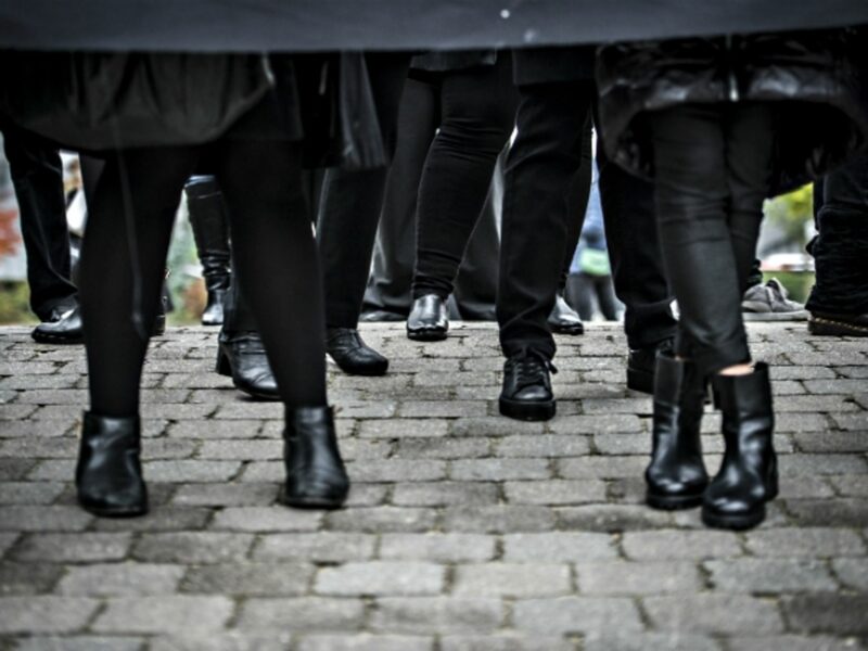 The so-called Black (Czarny) protesters on Oct. 24 get ready to march.