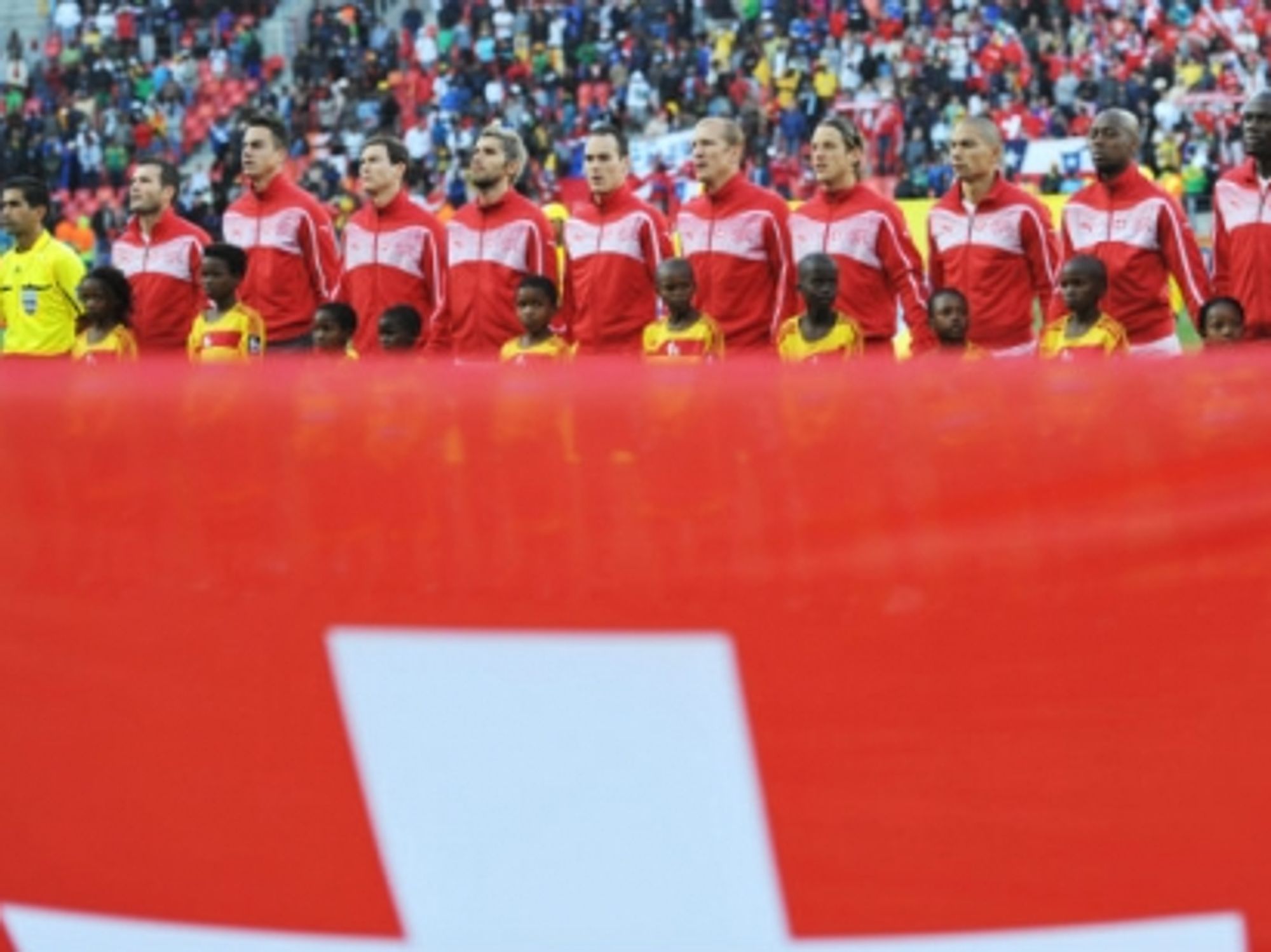 The Swedish soccer team during the 2010 World Cup.