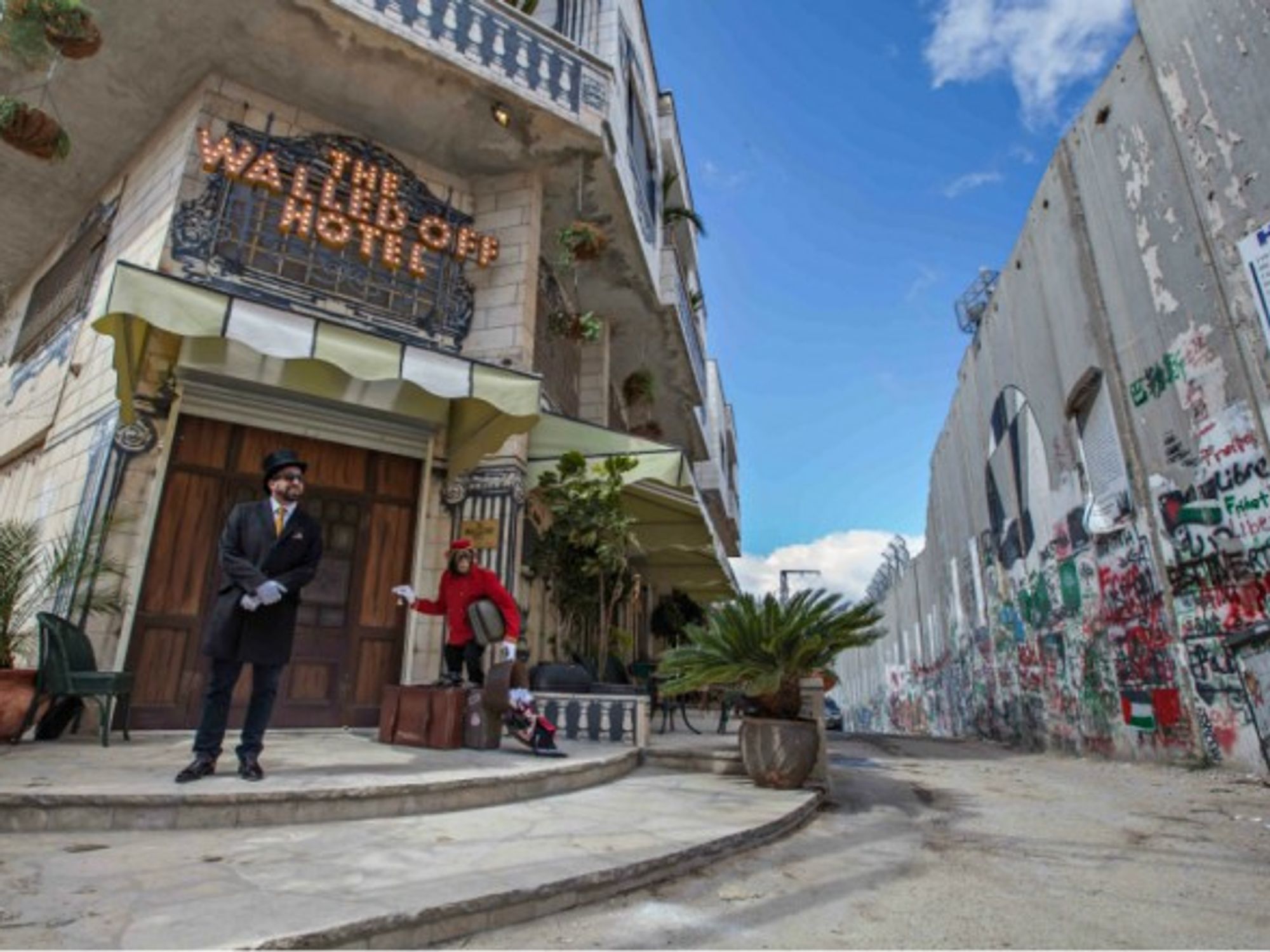 The Walled Off Hotel, facing the separation wall