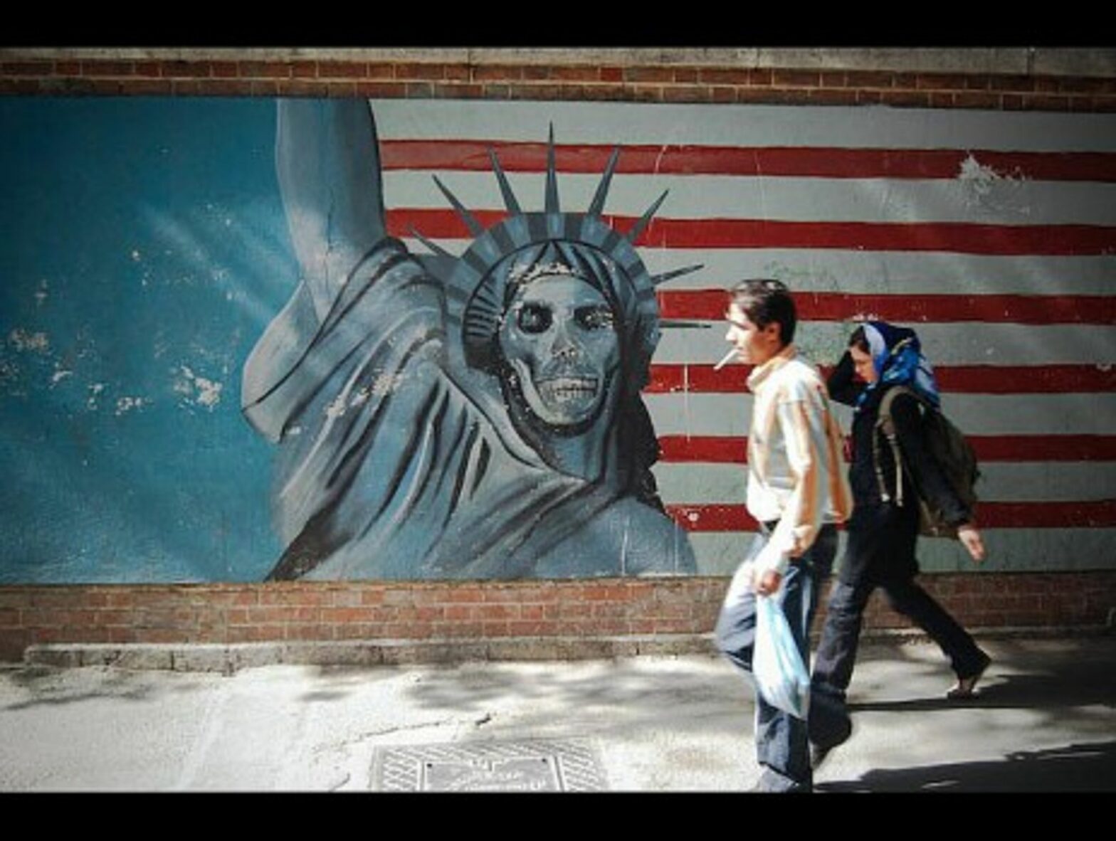 The walls of the former U.S. embassy in Tehran