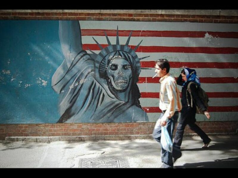 The walls of the former U.S. embassy in Tehran