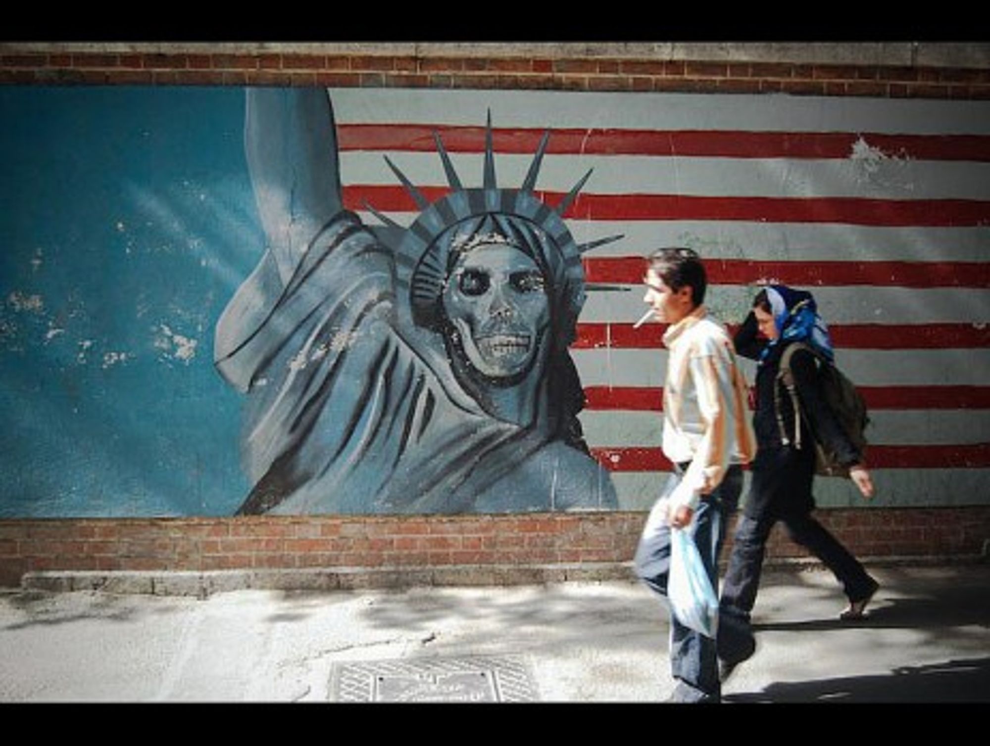 The walls of the former U.S. embassy in Tehran