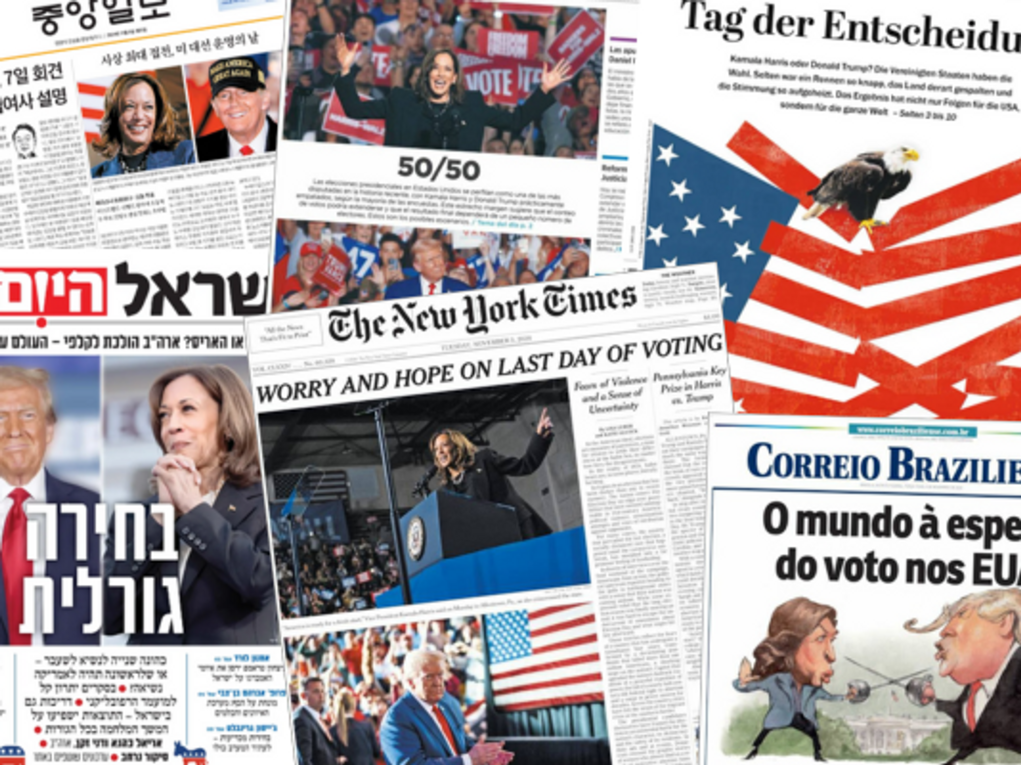 "The World Holds Its Breath" — 18 International Front Pages For U.S. Election 2024