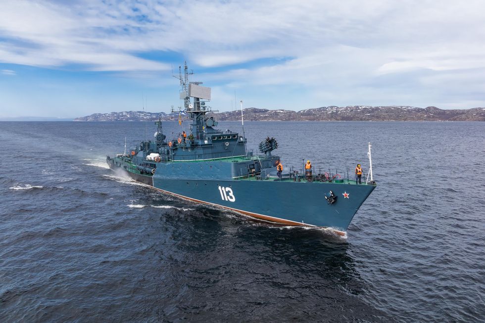The Yunga anti-submarine ship takes part in the Kumzha 2022 naval drills held by the Russian Northern Fleet in the Barents Sea