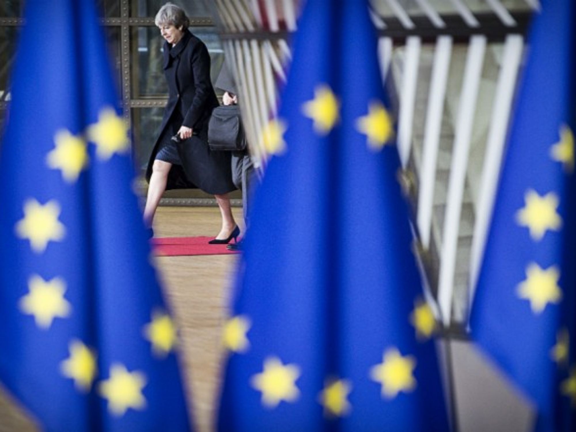 Theresa May arriving in Brussels, Belgium