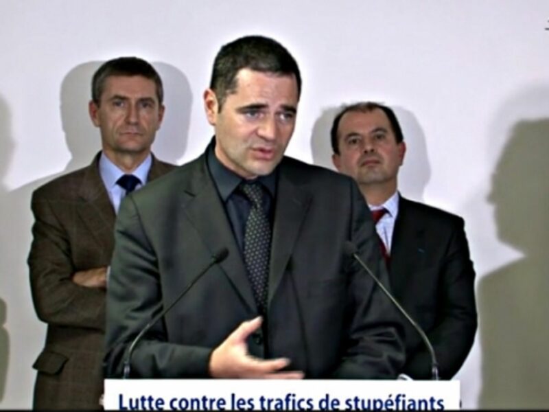 Thierry speaks with the press after a 2011 cannabis bust
