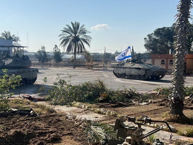 This photo released by Israel Defense Forces (IDF) on May 7, 2024, shows Israeli forces entering the Gaza side of the Rafah crossing.