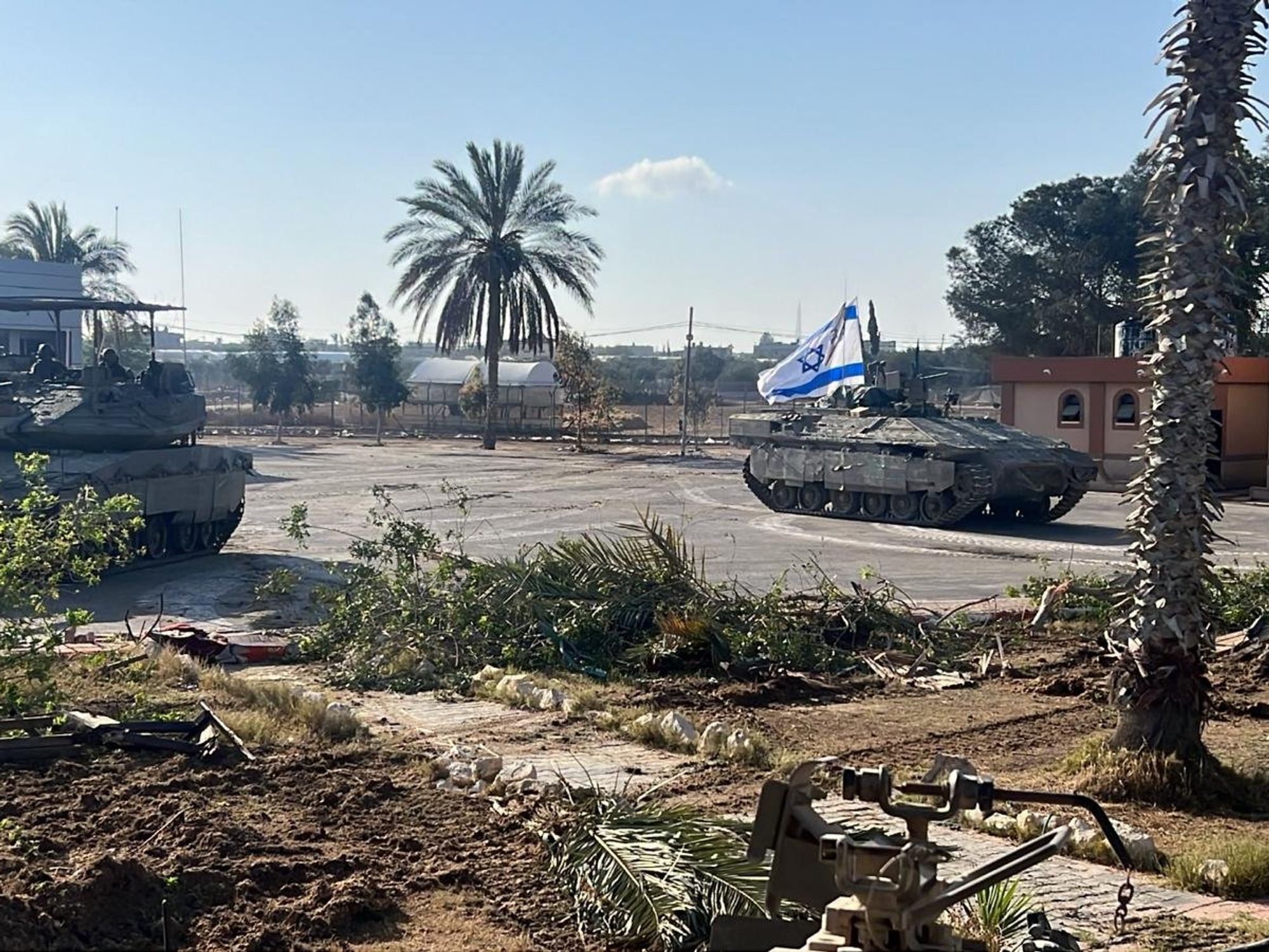 This photo released by Israel Defense Forces (IDF) on May 7, 2024, shows Israeli forces entering the Gaza side of the Rafah crossing.