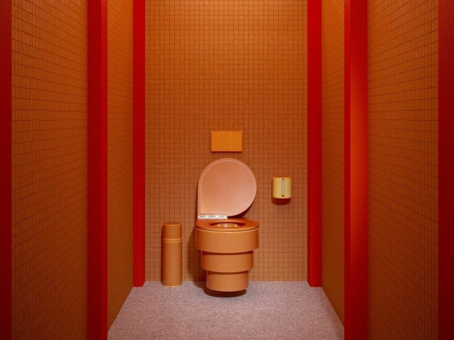 This toilet that has undergone a revolution of technological innovation and new designs, and is now in orange.