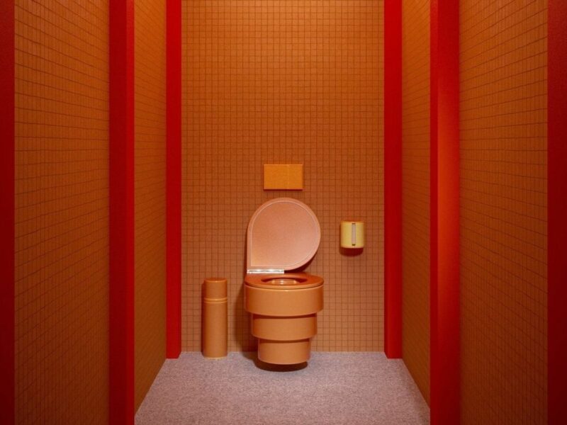 This toilet that has undergone a revolution of technological innovation and new designs, and is now in orange.