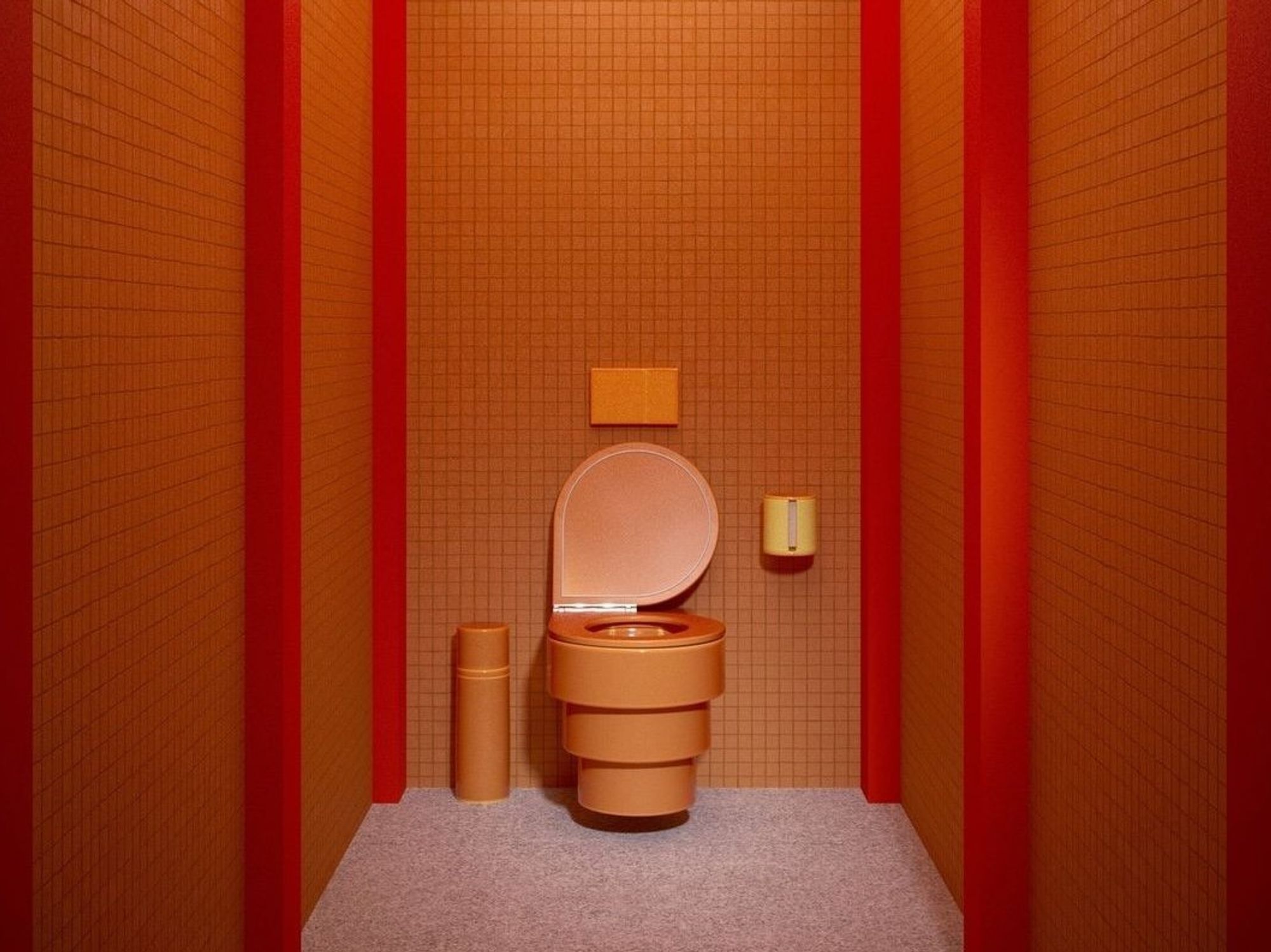 This toilet that has undergone a revolution of technological innovation and new designs, and is now in orange.