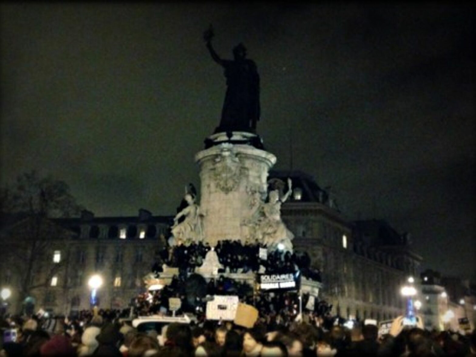 Thousands gathered at the Place de la RÃ©publique for a vigil Wednesday night.